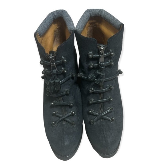 Rag & Bone Black suede lace up high heel platform mallory boots size 8 - Picture 4 of 17